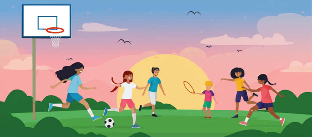 Children playing outdoor sports