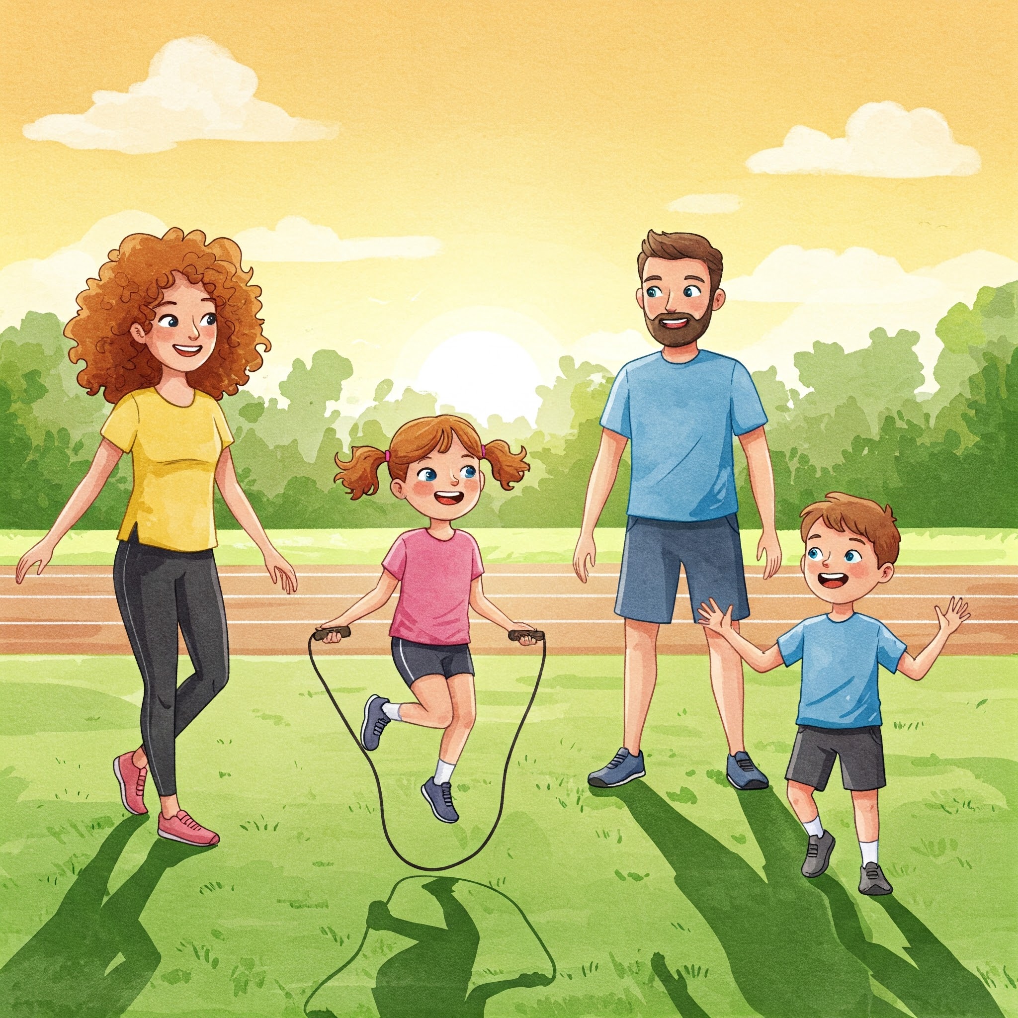 Family enjoying outdoor activities together
